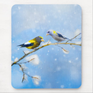 Abend Grosbeak Malerei - Niedliche Original Hunde  Mousepad