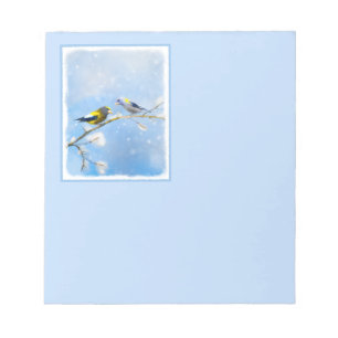 Abend Grosbeak Malerei - Niedliche Original Hunde Notizblock