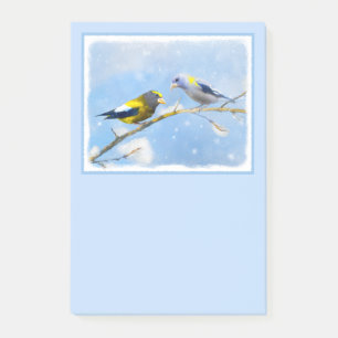 Abend Grosbeak Malerei - Niedliche Original Hunde Post-it Klebezettel