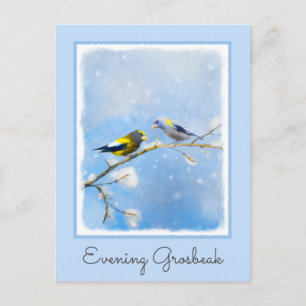Abend Grosbeak Malerei - Niedliche Original Hunde  Postkarte