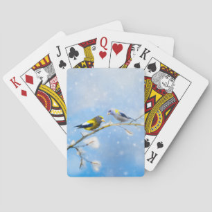 Abend Grosbeak Malerei - Niedliche Original Hunde Spielkarten