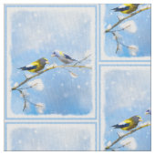 Abend Grosbeak Malerei - Niedliche Original Hunde  Stoff (Nahaufnahme)