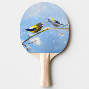 Abend Grosbeak Malerei - Niedliche Original Hunde  Tischtennis Schläger