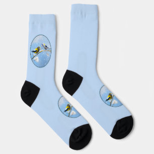 Abend Grosbeak Malerei - Niedliche Original Vogelk Socken