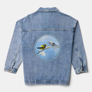 Abend Grosbeak Malerei - Original Wild Bird Art Jeansjacke
