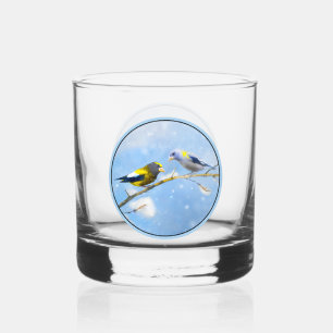Abend Grosbeak Malerei - Original Wild Bird Art Whiskyglas