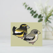 Abend Grosbeak Postkarte (Stehend Vorderseite)