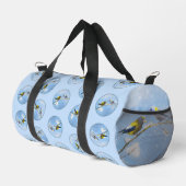 Abend Grosbeak Wintergemälde Original Vogelkunst Duffle Bag (Rechte Ecke)