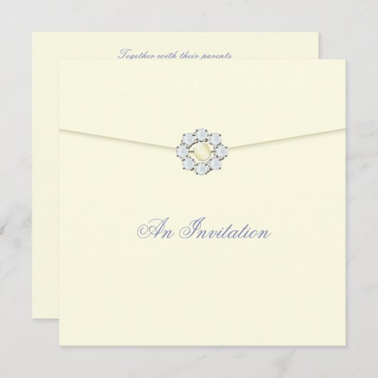 Abend Hochzeit Einladung Pearl & Diamond Broach (Vorne/Hinten)