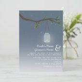 Abend Hochzeit im Freien - Mason Jar mit Kerze Einladung (Stehend Vorderseite)