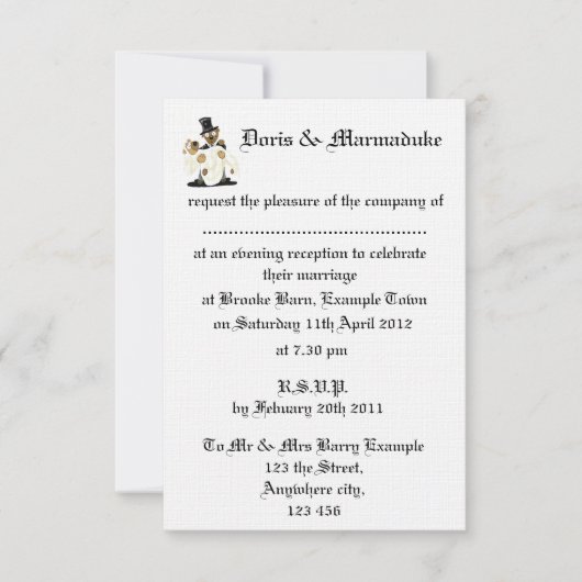 Abend Hochzeitsempfang Einladung (Vorderseite)
