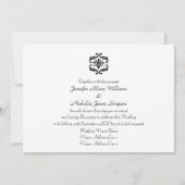 Abend Hochzeitsempfang Schwarz-Weiß-Damast Einladung (Rückseite)