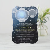 Abend Hochzeitsseegefecht unter den Sternen Einladung (Stehend Vorderseite)