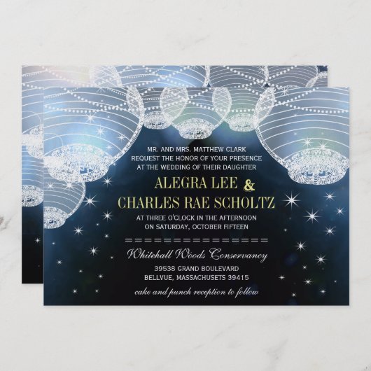 Abend Hochzeitsseegefecht unter den Sternen Einladung (Vorne/Hinten)