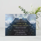 Abend Hochzeitsseegefecht unter den Sternen Einladung (Stehend Vorderseite)