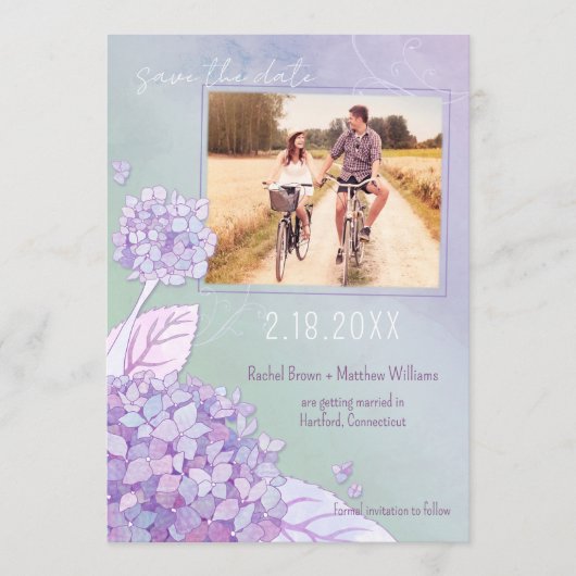 Abend Hydrangeas Wedding Foto Save the Date (Vorderseite)