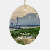 Abend im Hafen von Charleston Keramik Ornament (Rechts)