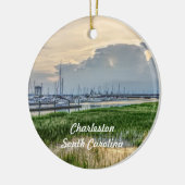 Abend im Hafen von Charleston Keramik Ornament (Links)
