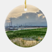 Abend im Hafen von Charleston Keramik Ornament (Hinten)