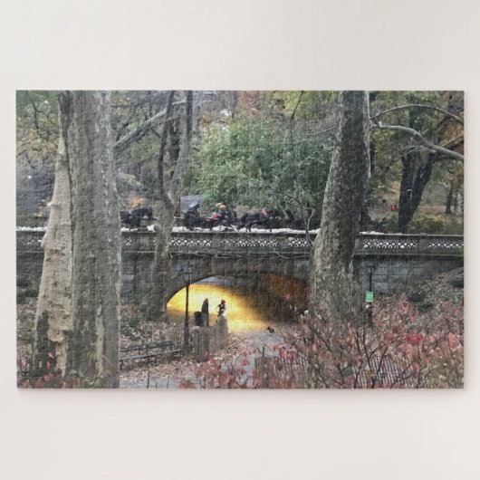 Abend in Central Park Bridge New York City NYC Puzzle (Horizontal)