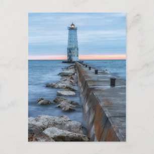 Abend in Frankfort Lighthouse Postkarte