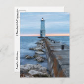 Abend in Frankfort Lighthouse Postkarte (Vorne/Hinten)