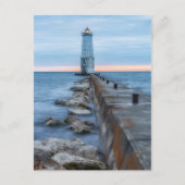 Abend in Frankfort Lighthouse Postkarte (Vorderseite)