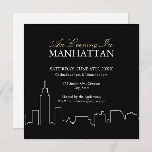 Abend in Manhattan - Custom Invite Einladung (Vorne/Hinten)