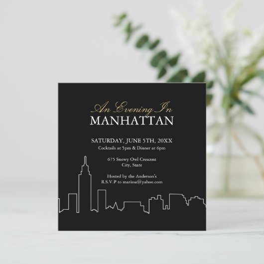 Abend in Manhattan - Custom Invite Einladung (Stehend Vorderseite)
