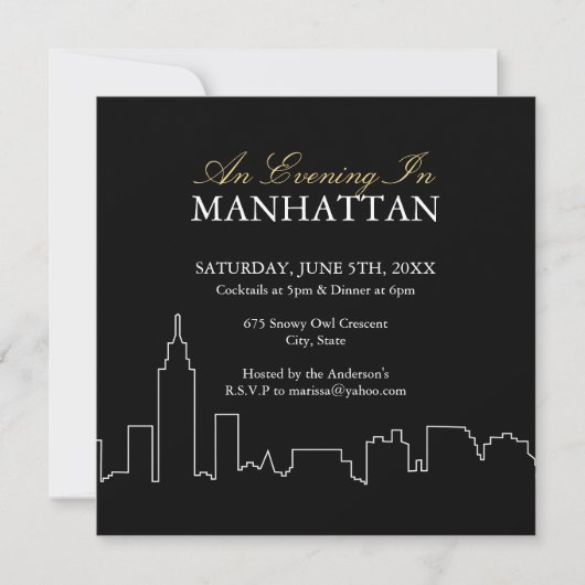 Abend in Manhattan - Custom Invite Einladung (Vorderseite)