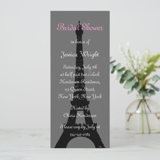 Abend in Paris Bridal Dusche Einladung (Stehend Vorderseite)