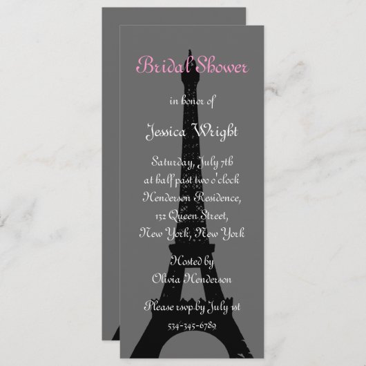 Abend in Paris Bridal Dusche Einladung (Vorne/Hinten)