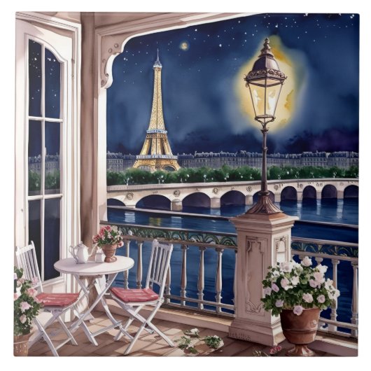 Abend in Paris Keramikfliese (Vorderseite)
