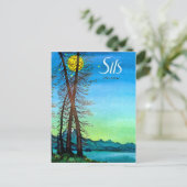 Abend in Sils, England, Schweiz, Vintag Postkarte (Stehend Vorderseite)