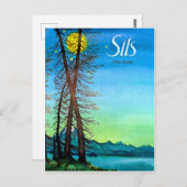 Abend in Sils, England, Schweiz, Vintag Postkarte (Vorne/Hinten)