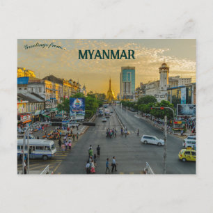 Abend in Yangon-Myanmar Postkarte