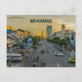 Abend in Yangon-Myanmar Postkarte (Vorderseite)