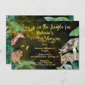 Abend Jungle Animals Kinderdusche Einladung (Vorne/Hinten)