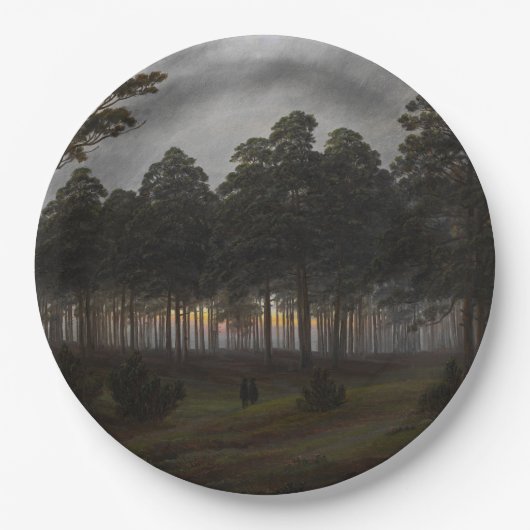 Abend Landscape (von Caspar David Friedrich) Pappteller (Vorderseite)