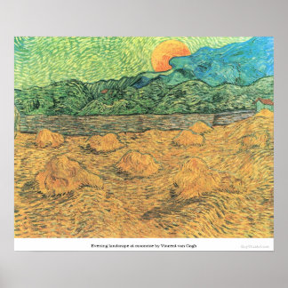 Abend-Landschaft am Monument von Vincent van Gogh Poster