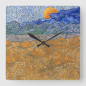 Abend Landschaft mit aufstrebendem Mond von Van Go Quadratische Wanduhr (Vorderseite)