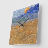 Abend Landschaft mit aufstrebendem Mond von Van Go Quadratische Wanduhr (Winkel)