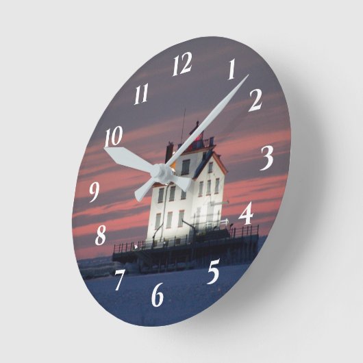 Abend Lighthouse Runde Wanduhr (Winkel)