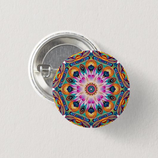 Abend Lotus Mandala Schaltfläche Button (Vorne & Hinten)