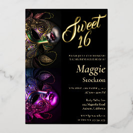 Abend Masquerade Sweet 16 Einladungsfolie Folieneinladung