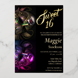 Abend Masquerade Sweet 16 Einladungsfolie Folieneinladung