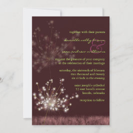 Abend Meadow Dandelions Burgundy Wedding Einladung