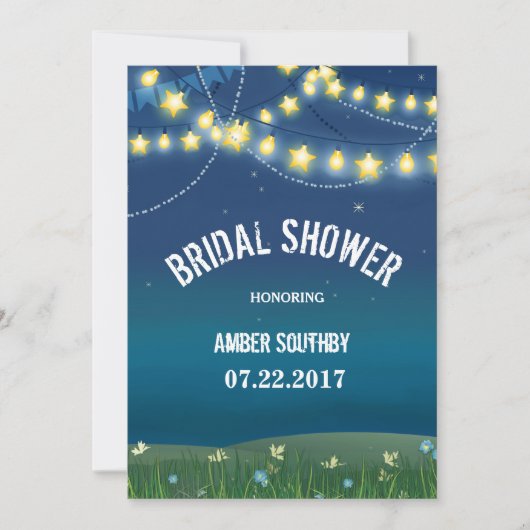 Abend Meadow String Lights Brautparty Einladung (Vorderseite)