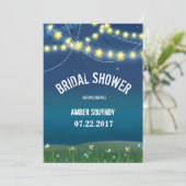 Abend Meadow String Lights Brautparty Einladung (Stehend Vorderseite)