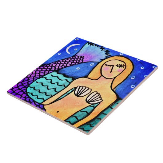 Abend Mermaid Abstrakte digitale Malerei Fliese (Seite)